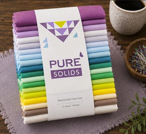 AGF Pure Solids – Iridescent Edition | 21 Half-Yard Cuts | 10.5 Total Yards | Art Gallery Fabrics Pure Solids