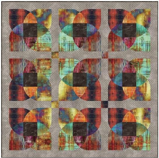 Reflections Quilt Kit | Tim Holtz Curved Piecing Fabric | Throw or Queen